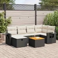 Set Divani da Giardino con Cuscini 7pz Nero Polyrattan 3325815