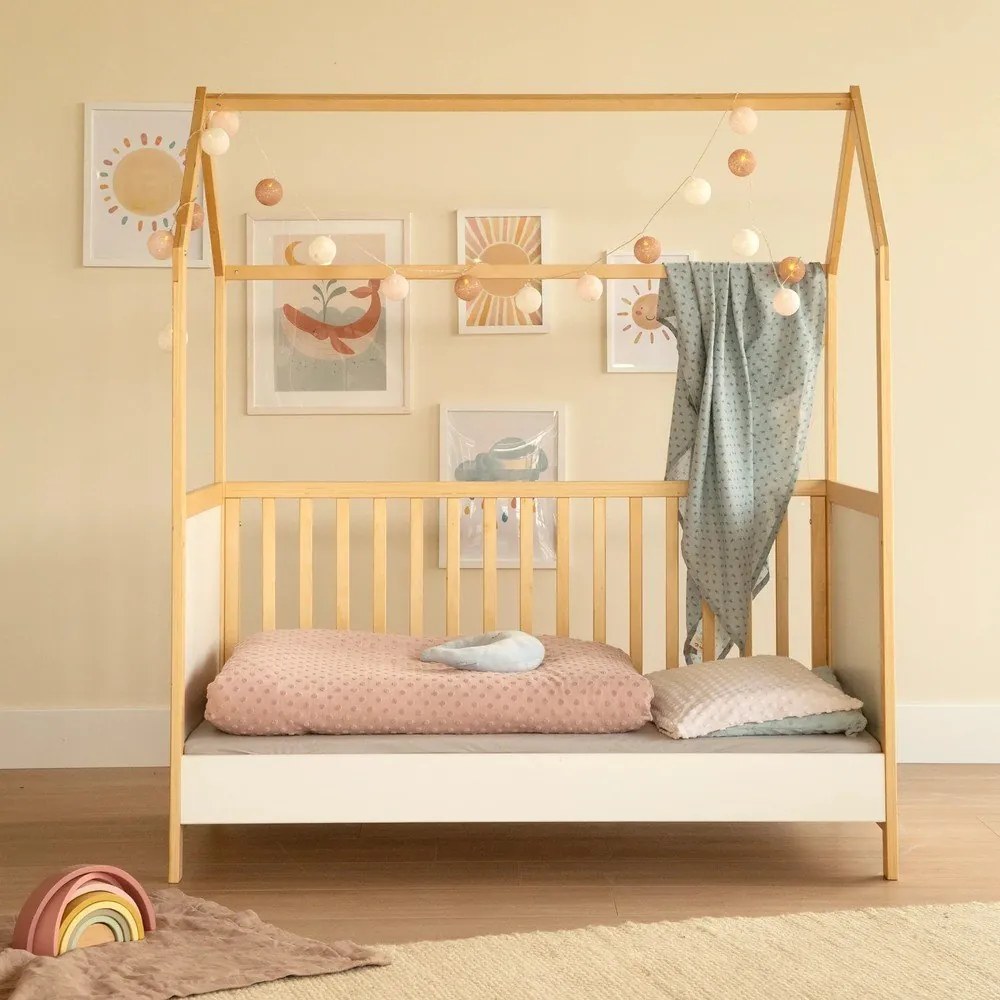 Lettino in colore bianco e naturale 70x140 cm - Roba