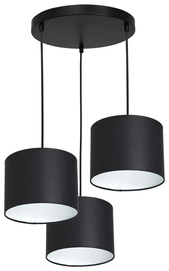 Lampadario a sospensione con filo ARDEN 3xE27/60W/230V nero/bianco