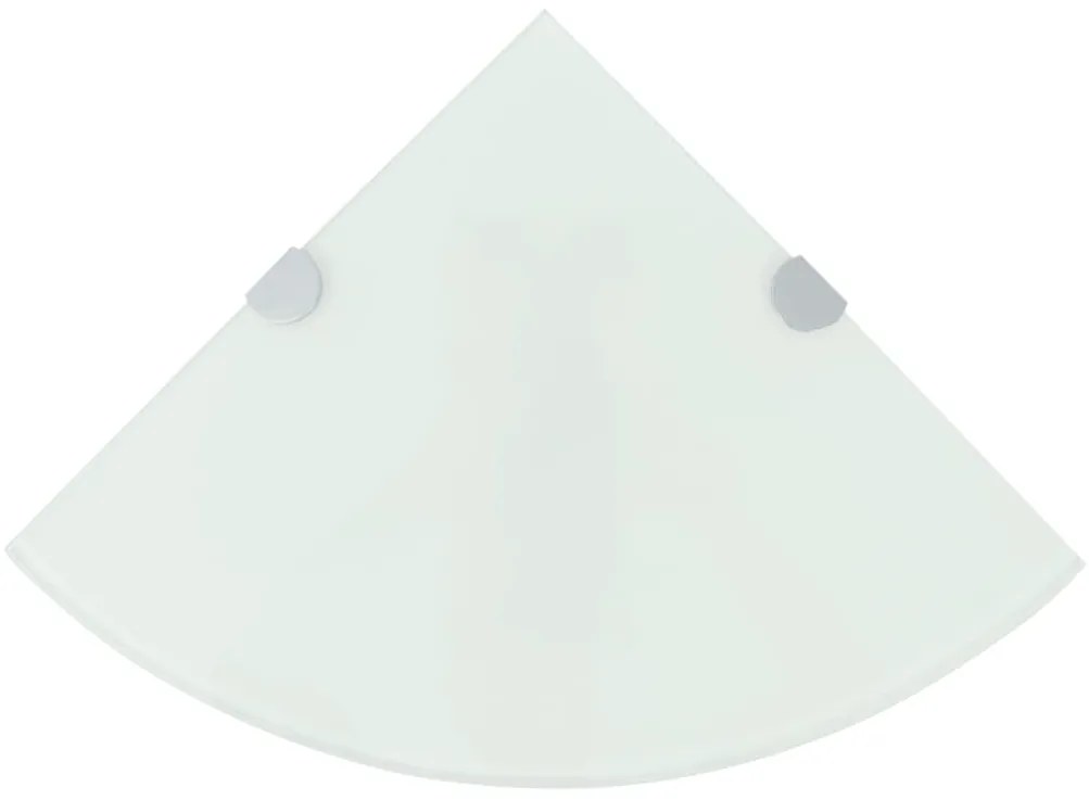 Scaffali Angolari 2 Pz Supporti Cromati E Vetro Bianco 35x35 Cm /
