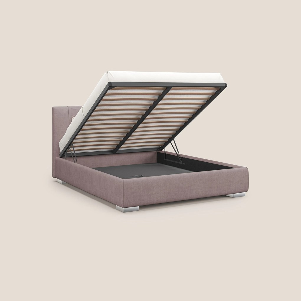 Horus letto imbottito contenitore e presa USB sulla testata in tessuto impermeabile T02 rosa