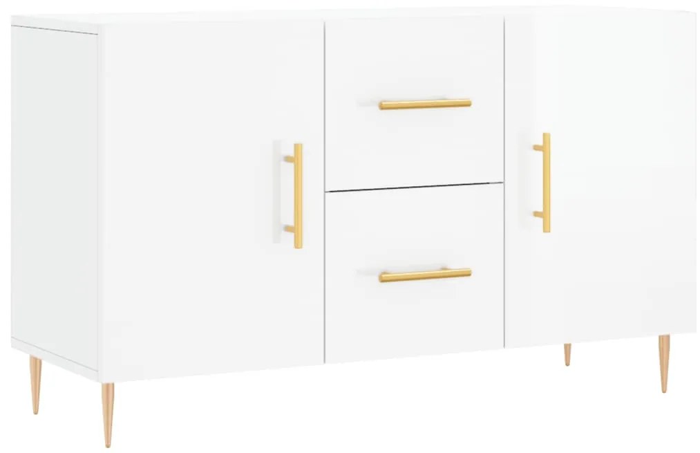 Credenza bianco lucido 100x36x60 cm in legno multistrato