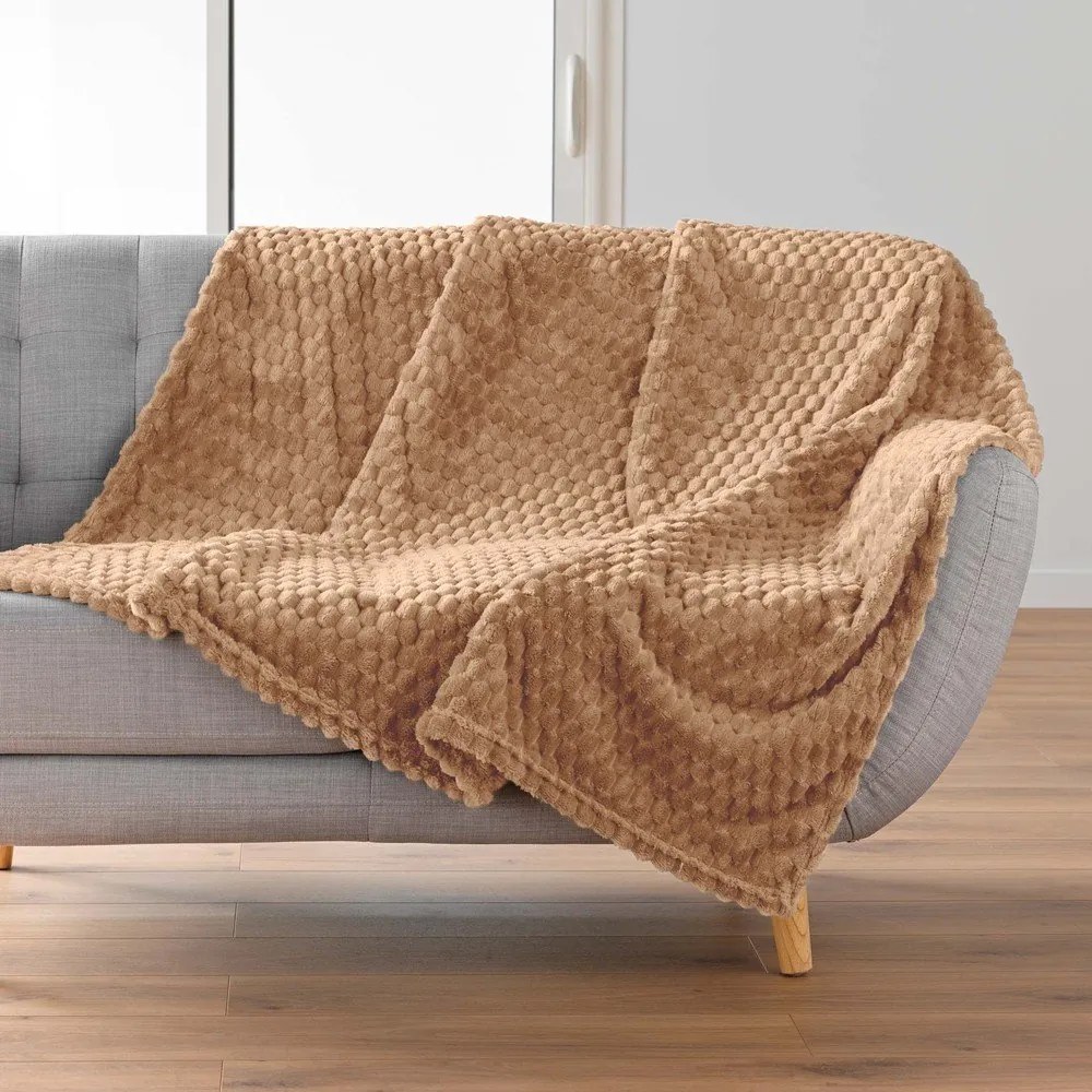Coperta marrone in microflanella 125x150 cm Mini Frosty – douceur d'intérieur