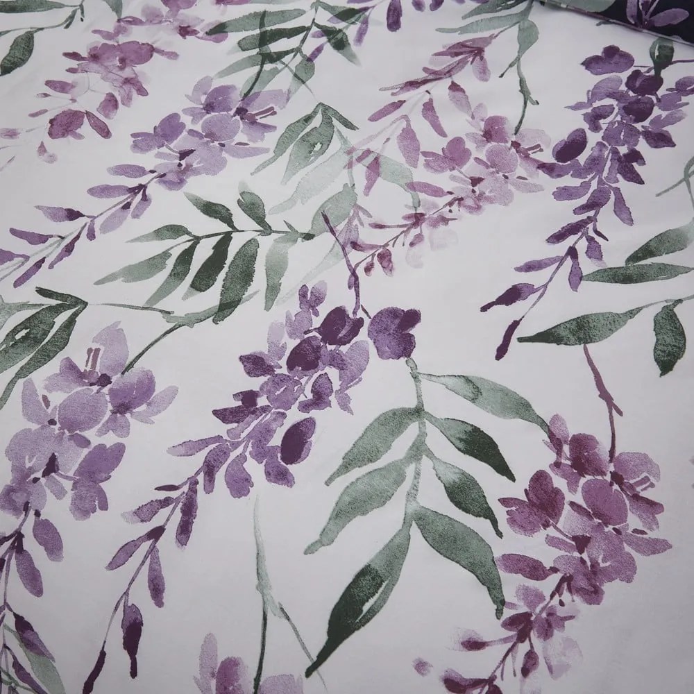 Biancheria da letto singola bianca e viola 135x200 cm Wisteria - Catherine Lansfield