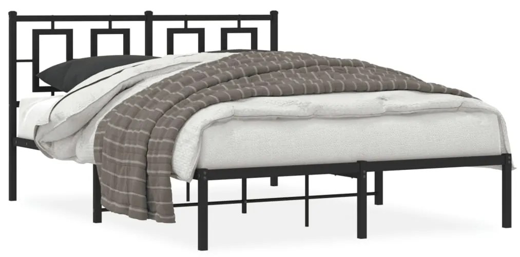 Giroletto Con Testiera İn Metallo Nero 135x190 Cm /