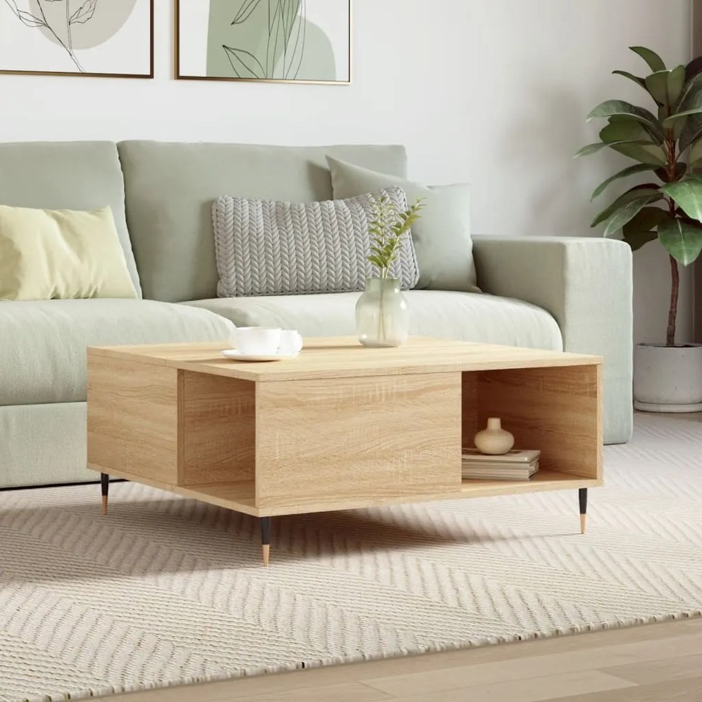 Tavolino Salotto Rovere Sonoma 80x80x36,5 Cm Legno Multistrato /