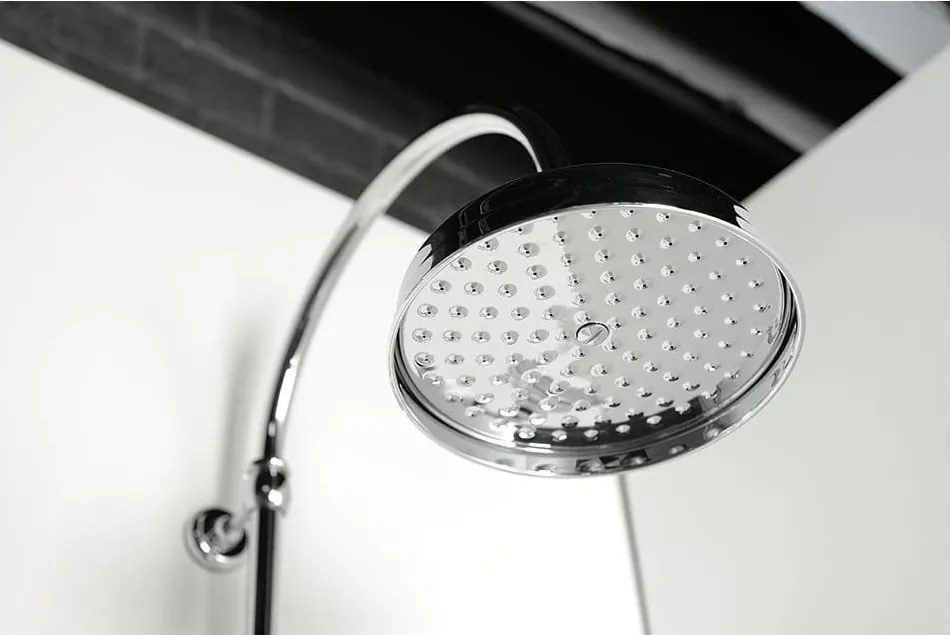 Set per doccia in ottone in argento lucido con rubinetto termostatico, soffione doccia e doccetta 142 cm Antea – Sapho