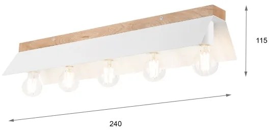 Plafoniera ESME 5xE27/15W/230V bianco/quercia