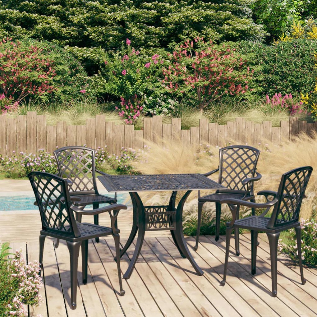 Set Da Bistrot 5 Pz İn Alluminio Pressofuso Nero /