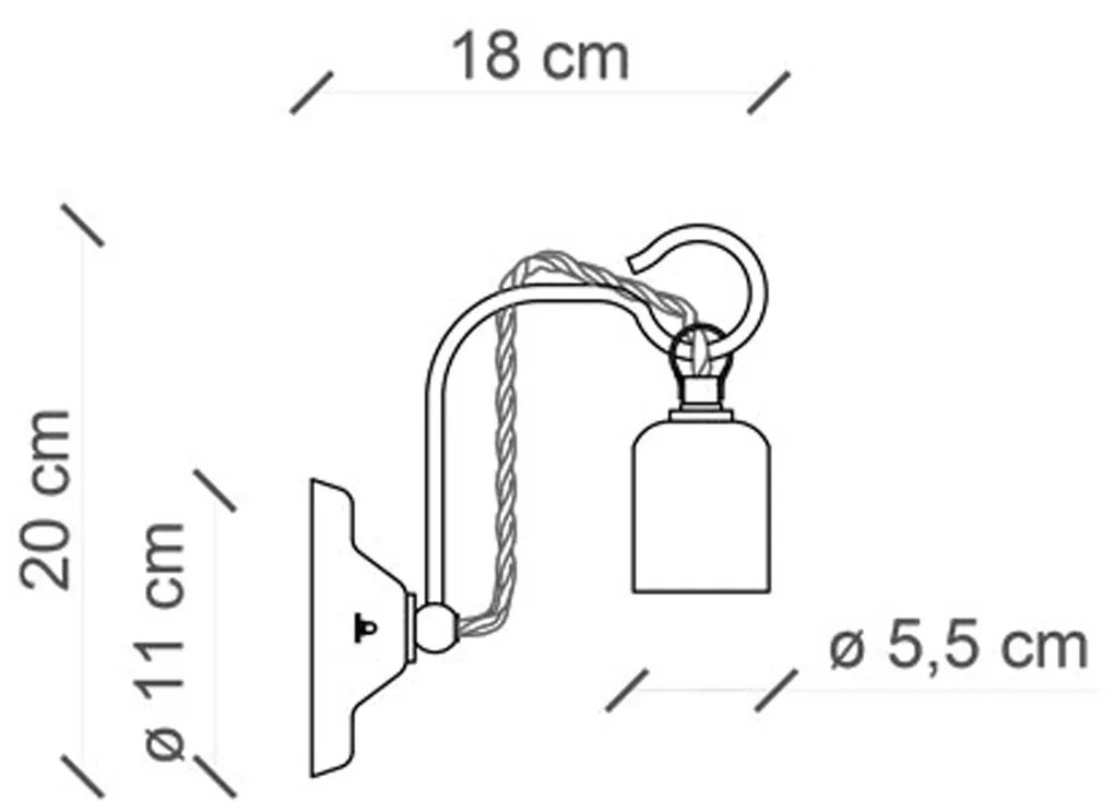 Applique Vintage Ceramica Arancio Con Filamento 1 Luce E27