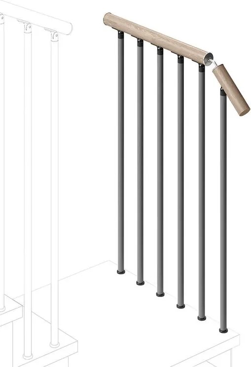 Balaustra in kit IRIS Gala in legno grigio antracite, corrimano in legno bianco L 120 cm, fissaggio a pavimento
