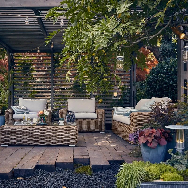 Salotto da giardino Ayamo NATERIAL beige con cuscini in poliestere per 4 persone