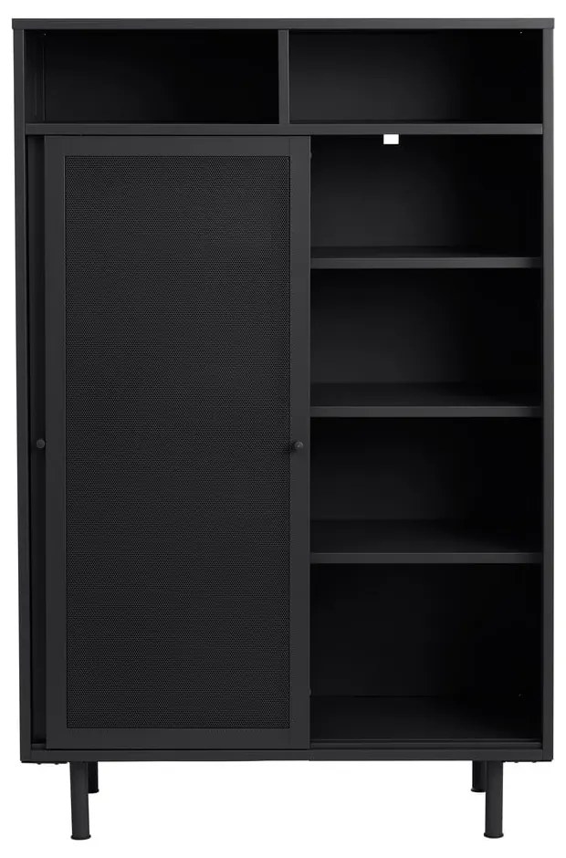 Armadietto nero in metallo con ante scorrevoli 90x140x40 cm Veep – Unique Furniture