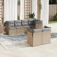 Set Divani da Giardino 7 pz con Cuscini Beige in Polyrattan 3217899