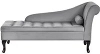 Chaise longue Grigio Chiaro Rivestimento In Velluto Gambe Nere Design Moderno Versione Destra