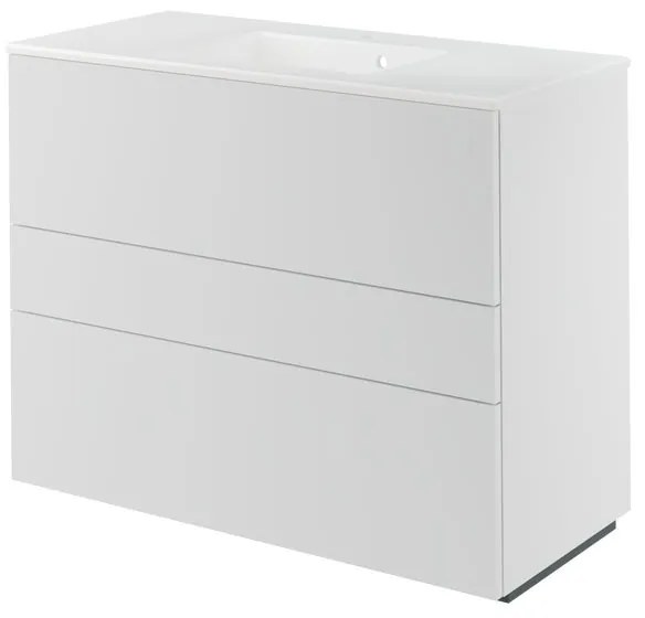 Mobile da bagno a terra sotto lavabo L 105 x H 84 x P 48 cm bianco laccato, 3 cassetti SENSEA Neo