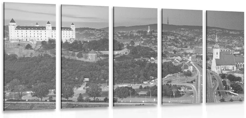 Quadri 5 pezzi – Sera a Bratislava in bianco e nero