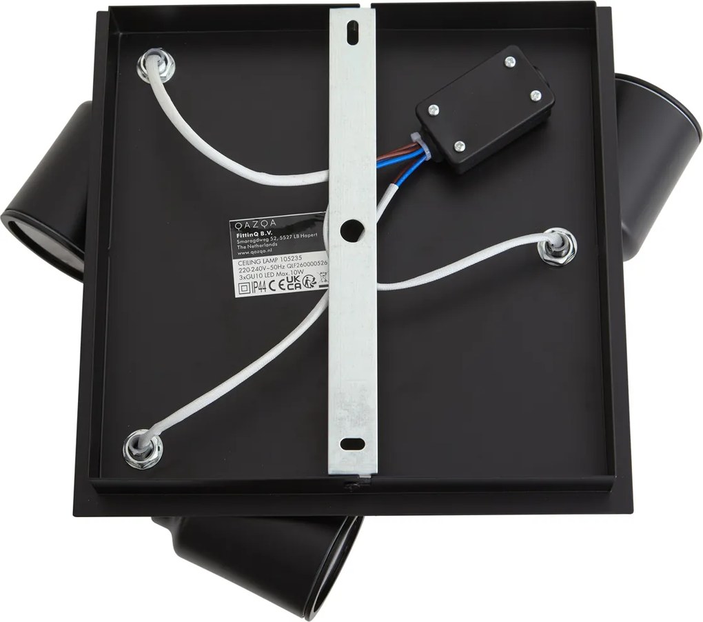 Faretto da bagno moderno nero quadrato 3 luci IP44 - Ducha