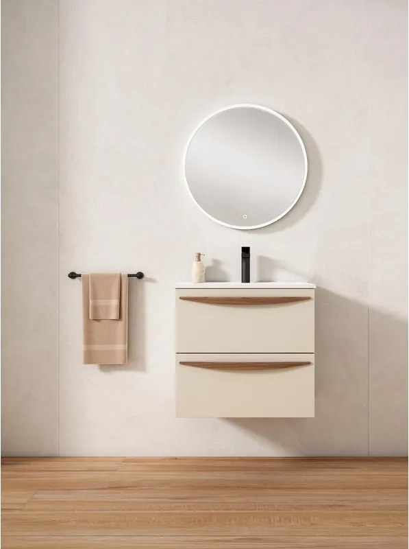 Mobile da bagno sospeso sotto lavabo L 60 x H 55 x P 45 cm beige laccato opaco, 2 cassetti VISOBATH Arco