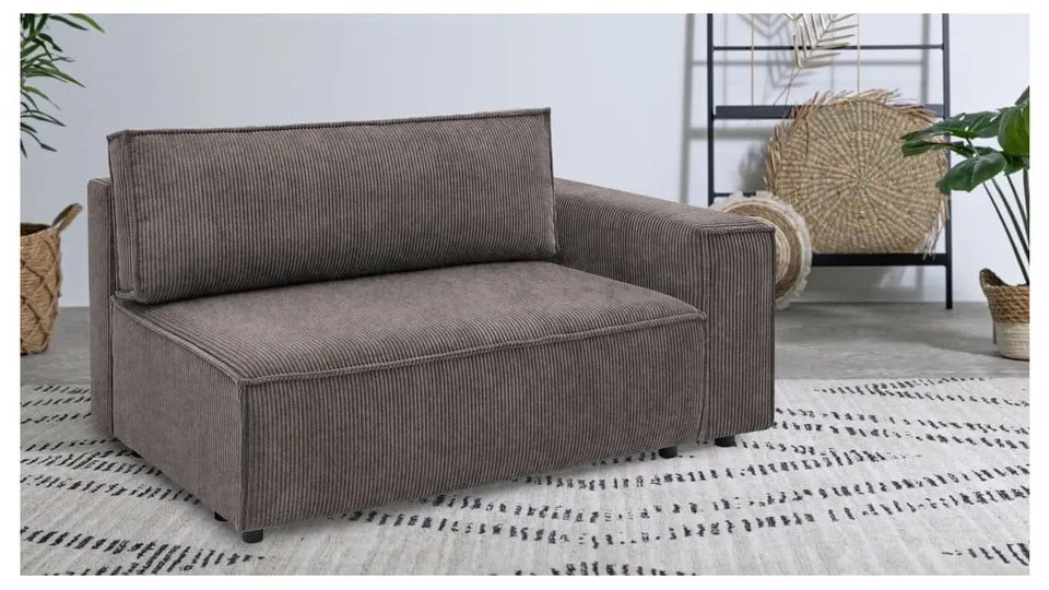 Modulo divano in velluto a coste marrone chiaro, angolo destro Nihad modular - Bobochic Paris