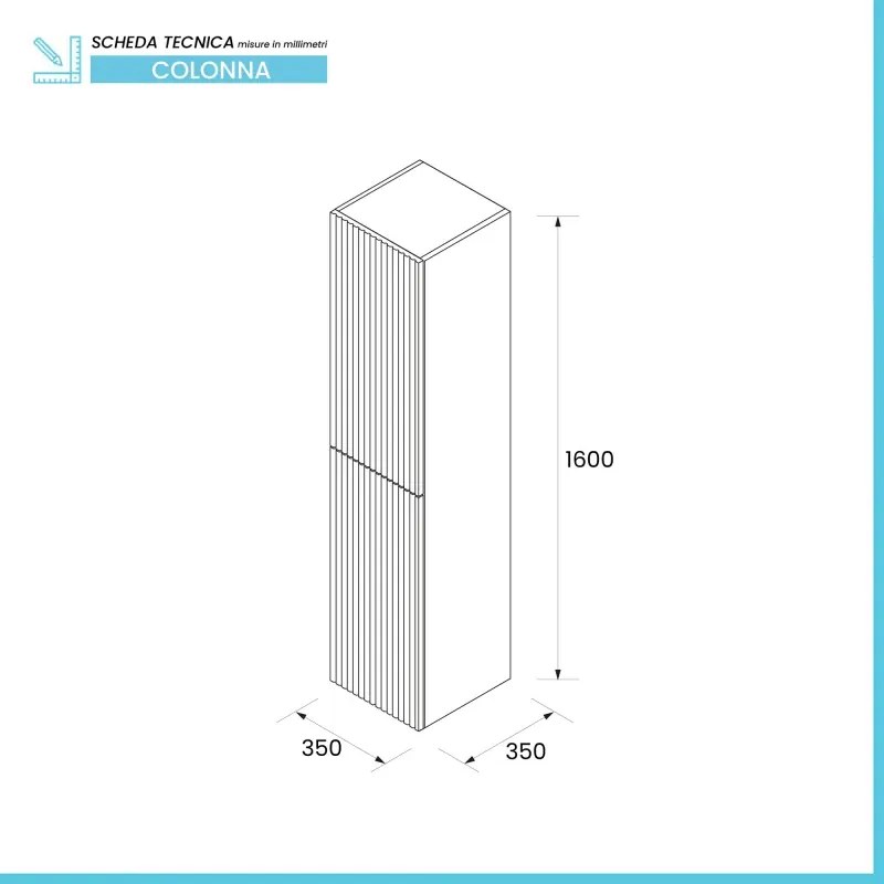 Colonna bagno sospesa 160cm in bianco opaco a 2 ante Nara