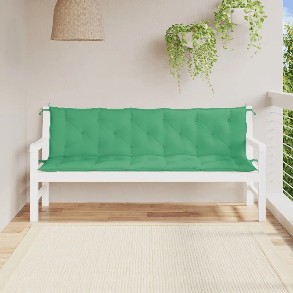 Cuscini Panca Da Giardino 2pz Verdi 180x50x7cm Tessuto Oxford /