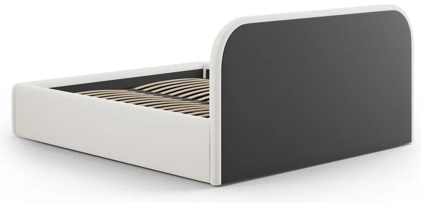 Letto matrimoniale imbottito beige con contenitore con rete inclusa 140x200 cm Juno – Windsor &amp; Co Sofas