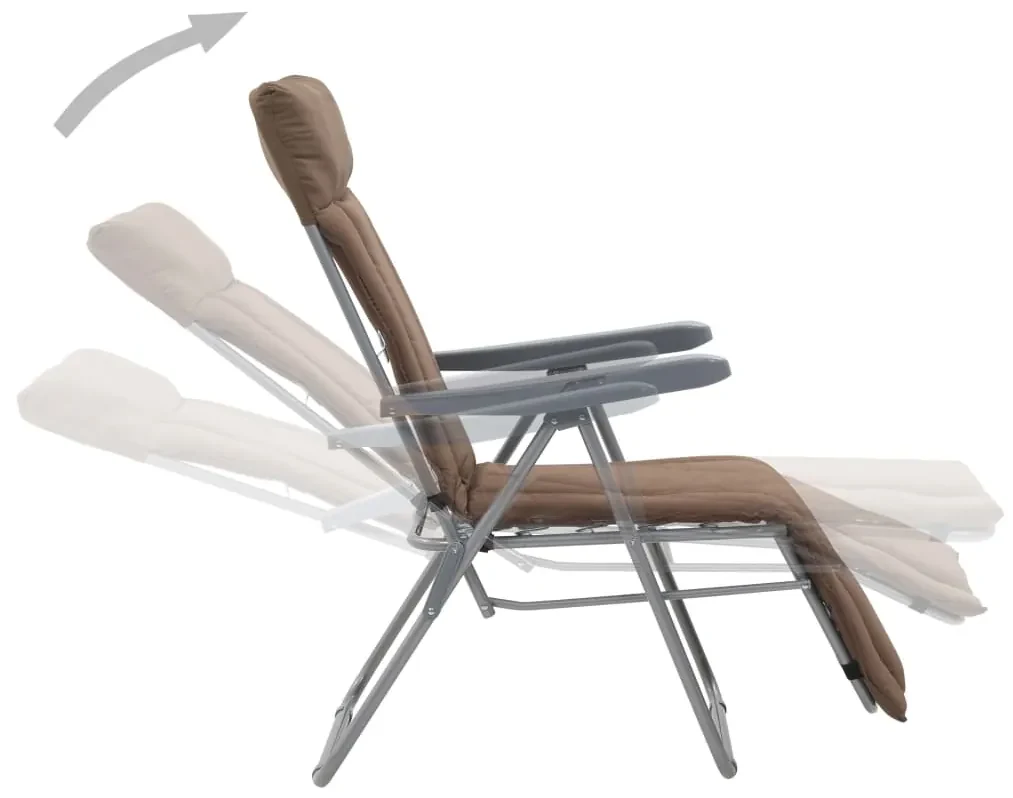 Sedie da giardino pieghevoli con cuscino 2 pz marrone