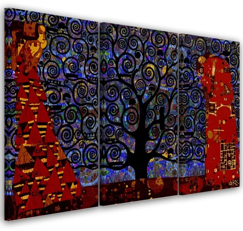 Quadro su tela 3  pannelli, Blue Tree of Life Abstraction  Dimensioni 120x80