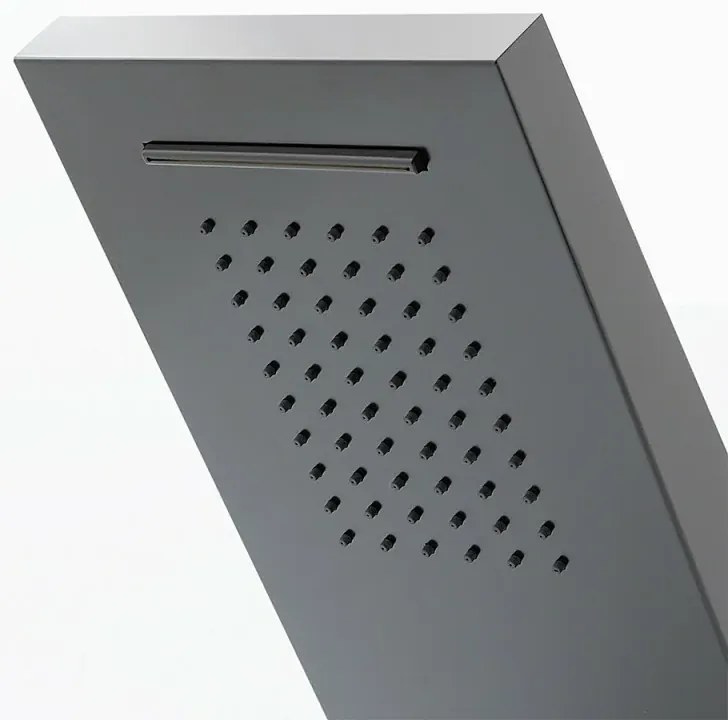 Soffione doccia a sbalzo 22x50 cm nero opaco in acciaio inox con cascata