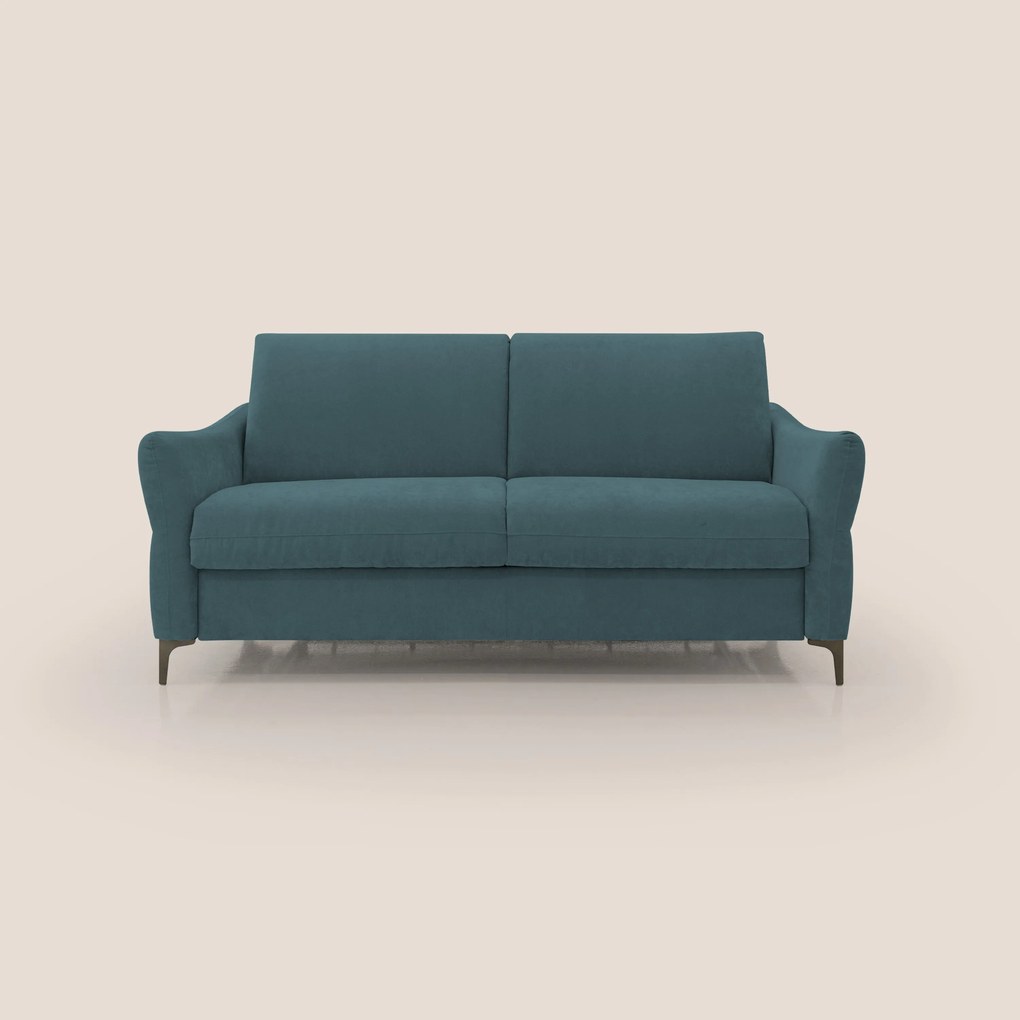 Dalia divano letto con materasso H18 cm e piedi alti in raffinato tessuto smacchiabile T17