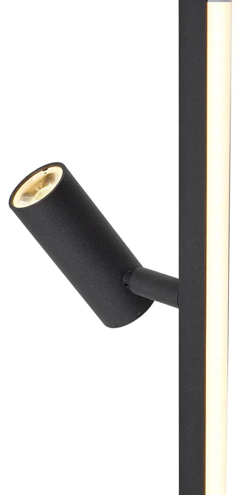 Lampada da terra di design nera con lampada da lettura con LED e dimmer touch - Throttle