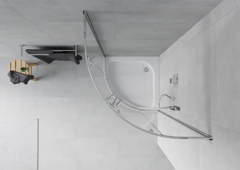 Mexen Rio cabina doccia semicircolare 70 x 70 cm, trasparente, cromo + piatto doccia Rio, bianco - 863-070-070-01-00-4710
