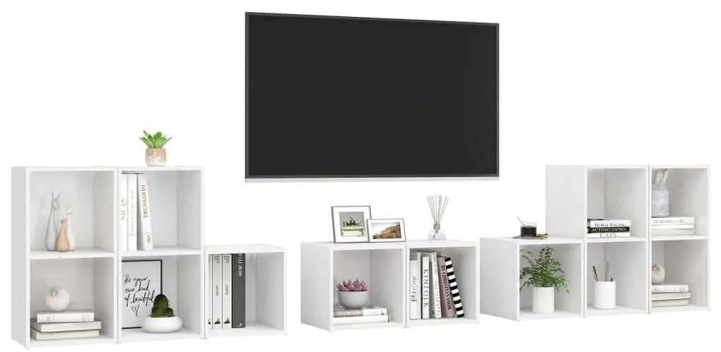 Set Mobili TV 8 pz Bianco in Truciolato