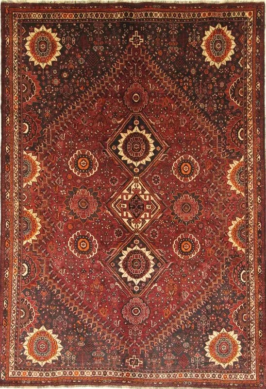 Gashghai Tappeto 220 x 310 Rosso (Iran) Annodato A Mano