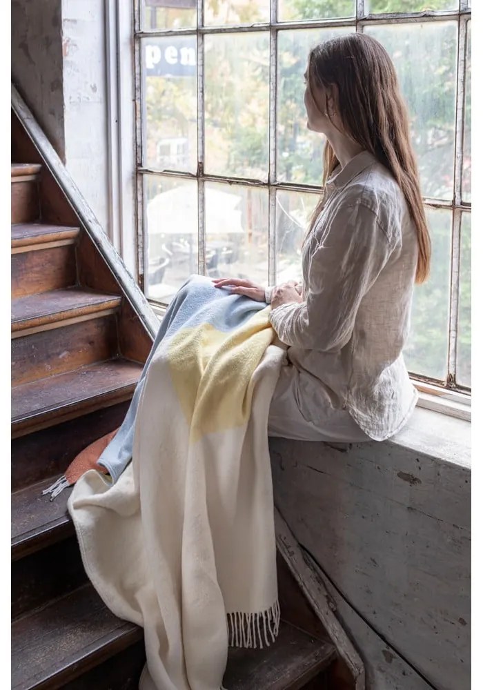 Coperta gialla-azzurra 125x190 cm Brick - Mette Ditmer Denmark