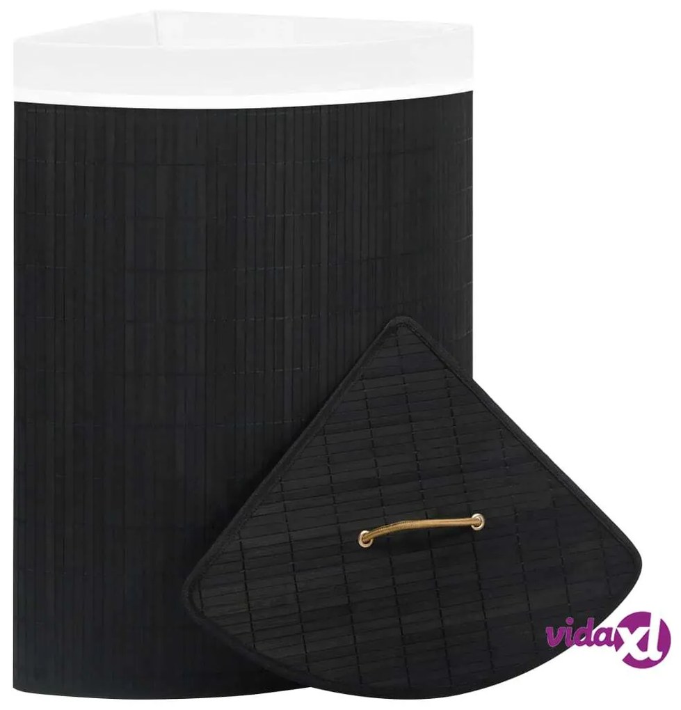 vidaXL Cesto Portabiancheria Angolare in Bambù Nero 60 L