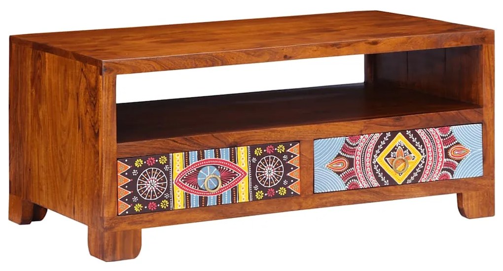 Tavolino Da Salotto 90x50x40 Cm İn Legno Massello Di Acacia /
