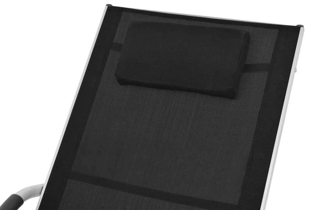 Lettino prendisole con cuscino in alluminio e textilene nero