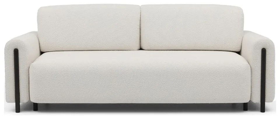 Divano avorio allungabile/con contenitore e rivestimento in bouclé 244 cm Arcadova – ELTAP