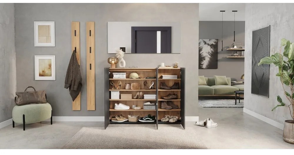 Armadietto color antracite con effetto rovere 138x105x25 cm Libbiano – Germania