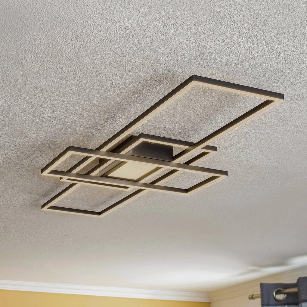 Plafoniera a LED Ismera Lindby, dimmerabile, Nero, Soggiorno / Sala da pranzo, Alluminio, Moderno, Plafoniera LED