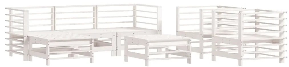 Set divani da giardino 7pz con cuscini in legno massello bianco