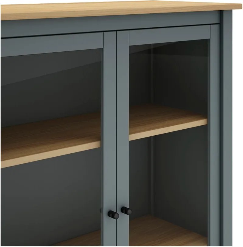 Vetrina verde polveroso in pino massiccio 90x110x40 cm Misti – Marckeric