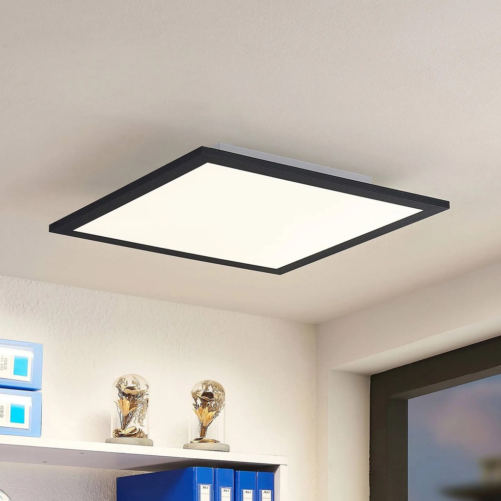 Pannello LED Lindby Nelios, 40 x 40 cm, 4.000K, nero, metallo