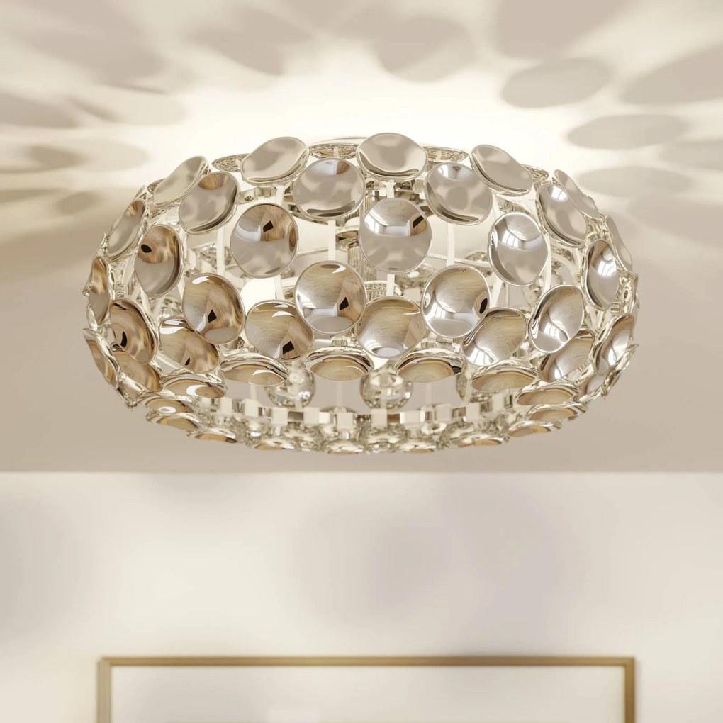 Plafoniera soffitto Reza Lindby, dimmerabile, Cromo / Argento, Corridoio, Plastica, Moderno, Plafoniera