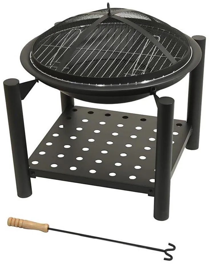 Braciere portatile in legno con griglia 48 cm