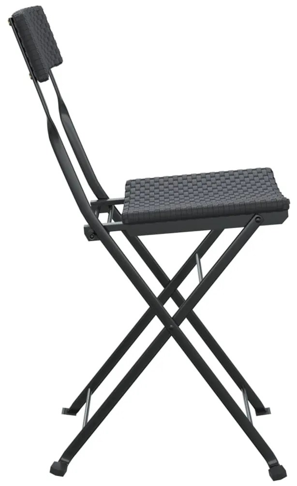Sedie pieghevoli da bistrò 2 pz nere polyrattan e acciaio