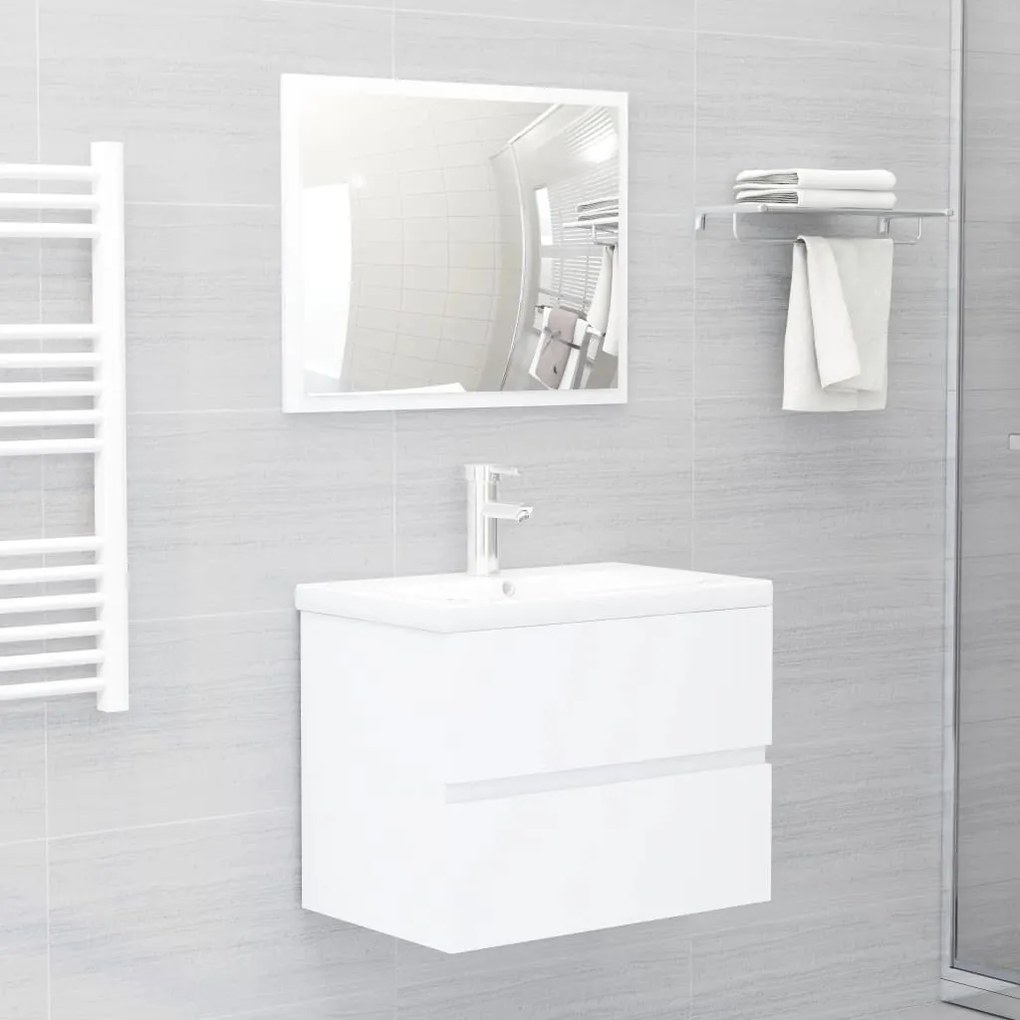 Set mobili da bagno bianco in legno multistrato