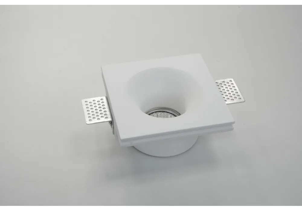 Portafaretto GU10 e MR16 in Gesso Pitturabile Quadrato Ø120x120 mm Materiale Gesso
